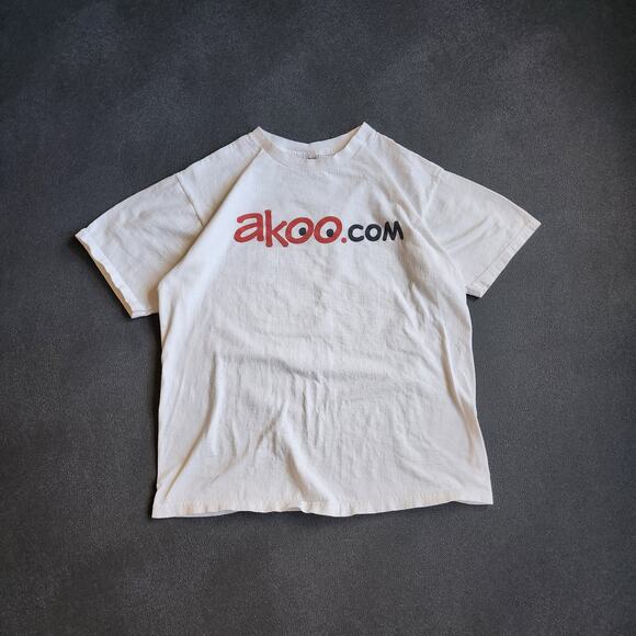 Vintage Akoo.com Find it, Hear it, See it Internet White Shirt Large - Picture 1 of 8